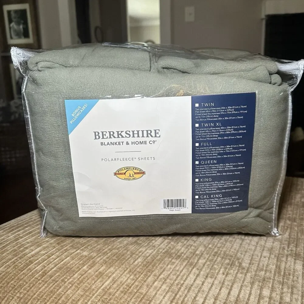 Berkshire Blanket & Home Co Polarfleece Sheets Queen Sage Green With Pillowcases